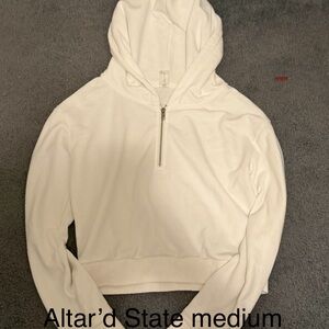 Altar'd State White 1/4 Zip lightweight hoodie